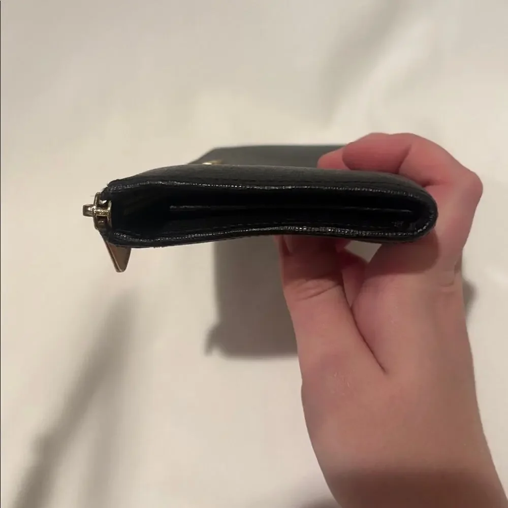 Furla leather black long wallet